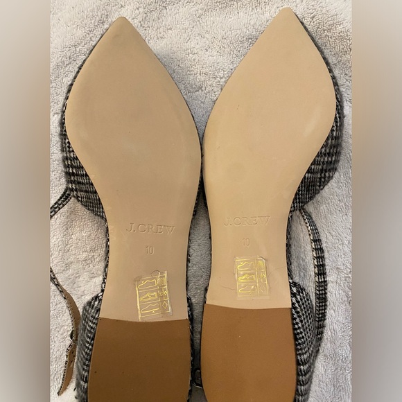 J.Crew Sadie Cross Strap Pointy Toe Flat Houndsooth Sz 10 NWOB - Picture 4 of 4